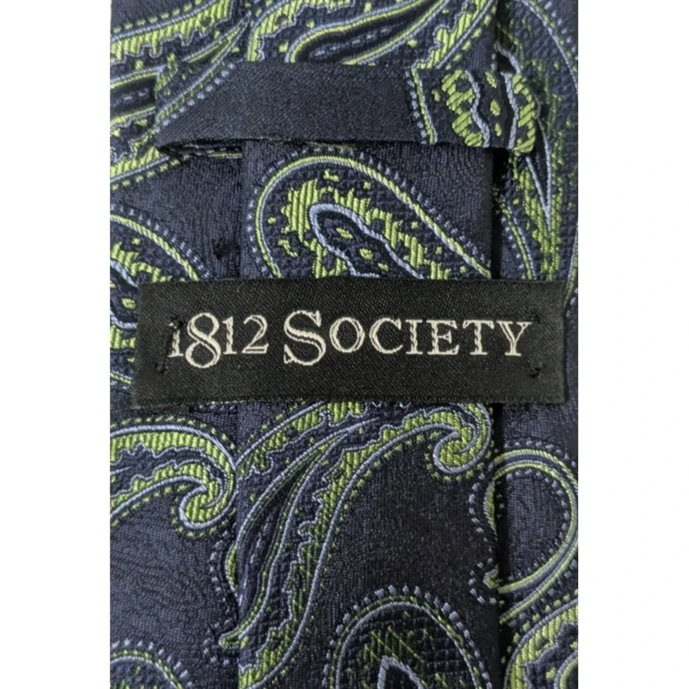New 1812 Society Blue w/Yellow Paisley Hand Made Luxury Jacquard Silk Tie 58x3.5